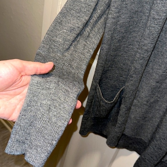 LOFT lightweight wool blend longline open cardigan with front pockets, EUC - Picture 5 of 12